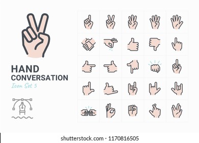 Hand Conversation vector icon set 5
