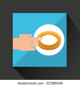 hand with cookie cream chocolate vector illustration eps 10