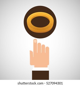 hand with cookie cream chocolate vector illustration eps 10
