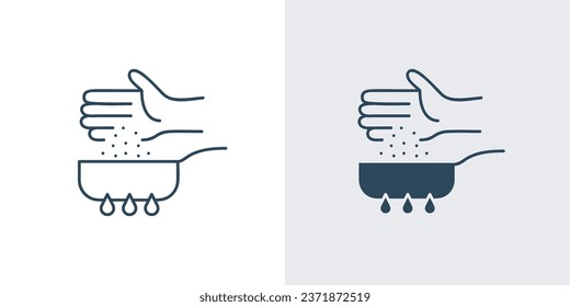 Hand Cooking icon. A hand putting masala in a cooking pan vector illustration