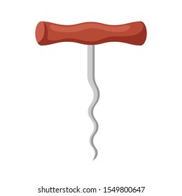 Hand corkscrew for wine bottles. Alcohol bar equipment illustration.
