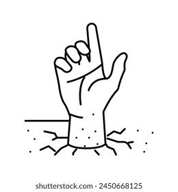 Vector de la línea del zombi del cadáver de la mano. signo del zombi del cadáver de la mano.