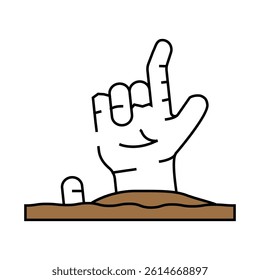 hand corpse zombie line icon vector. hand corpse zombie sign. isolated symbol illustration