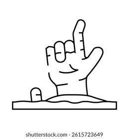 hand corpse zombie line icon vector. hand corpse zombie sign. isolated contour symbol black illustration