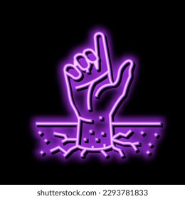 vector de señal de luz de neón zombie con cadáver de mano. signo zombie de cadáver de mano. ilustración de símbolo aislado