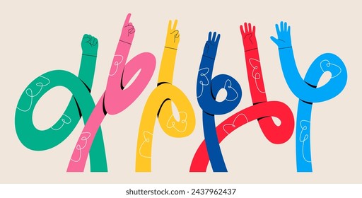 Hand count. Funny long hands counting zero to five. Colorful flat vector illustration
