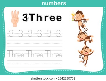 Hand count.finger and number,Number exercise illustration vector