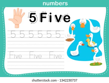 Hand count.finger and number,Number exercise illustration vector