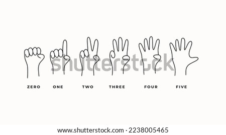 Hand counting count score numbers vector isolated hand drawn doodle line illustration cartoon one two three four five simple fingers counting countdown sign drawing young character outlined math child