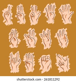 hand counting finger signs set vector