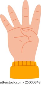 Mano que cuenta la Ilustración vectorial de cuatro dedos
