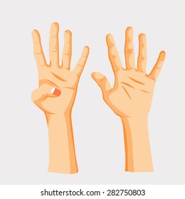 Hand counting number 4 and 5