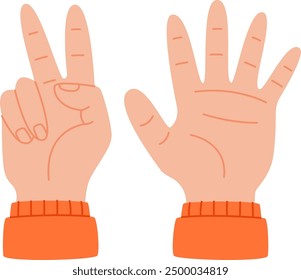Ilustración vectorial de conteo de manos de siete dedos