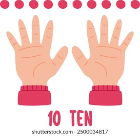 Hand Counting Ten Fingers Vector Illustration