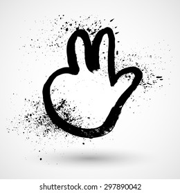 Hand counting - three grunge fingers. Isolated on white