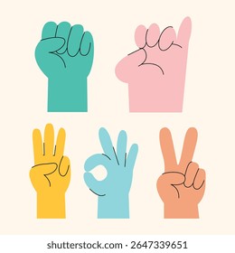 Hand Counting Vector Gesture signs and symbol
