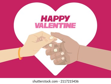 Hand von Paaren, die sich gegenseitig mit Liebeshintergrund für Valentin halten