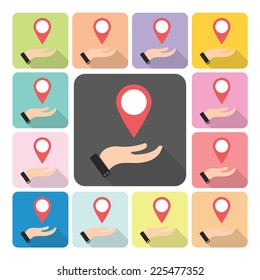 Hand cover pointer Icon color set vector illustration.