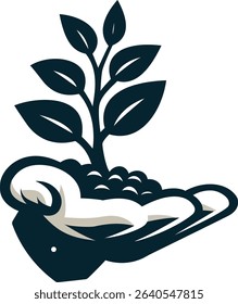 Hand cradling a growing plant, symbolizing new life and environmental care