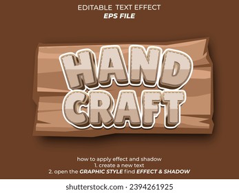 hand craft  text effect, font editable, typography, 3d text. vector template