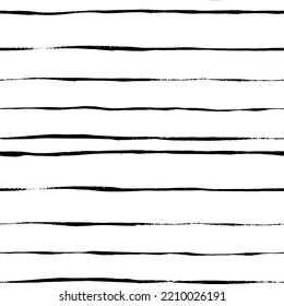 Patrón sin costuras de rayas negras artesanales. Fondo escandinavo vector con trazos de tinta de pincel. Patrón simple. Perfecto para tejidos, papel de envoltura, textiles, decoración casera