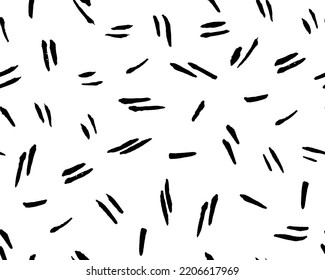 Hand crafted Black and white ethnic, geometric seamless pattern. Vector scandinavian background with brush ink strokes. Simple pattern. Perfect for fabric, wrapping paper, textile, home decor