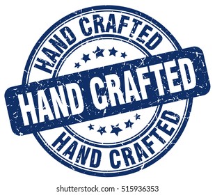 hand crafted stamp.  blue round hand crafted grunge vintage stamp. hand crafted