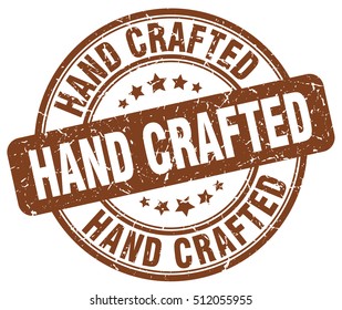 hand crafted stamp. brown round hand crafted grunge vintage stamp. hand crafted