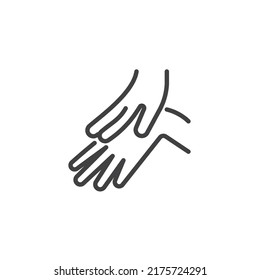 Hand cream applying line icon. linear style sign for mobile concept and web design. Hands care outline vector icon. Symbol, logo illustration. Vector graphics
