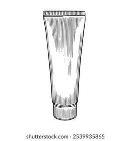 Hand Cream, Hand-Drawn Vector, Graphic Style, Cartoon Illustration, Black and White, Sketch Style, Isolated on White Background