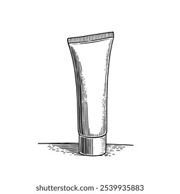Hand Cream, Hand-Drawn Vector, Graphic Style, Cartoon Illustration, Black and White, Sketch Style, Isolated on White Background