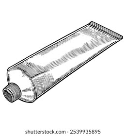 Hand Cream, Hand-Drawn Vector, Graphic Style, Cartoon Illustration, Black and White, Sketch Style, Isolated on White Background