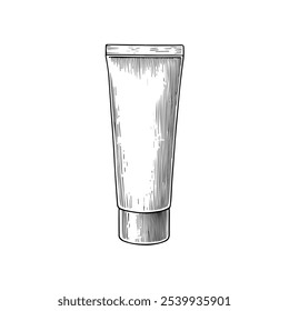 Crema de mano, Vector dibujado a mano, estilo gráfico, ilustración de dibujos animados, blanco y negro, estilo de boceto, aislado sobre fondo blanco