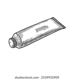 Crema de mano, Vector dibujado a mano, estilo gráfico, ilustración de dibujos animados, blanco y negro, estilo de boceto, aislado sobre fondo blanco