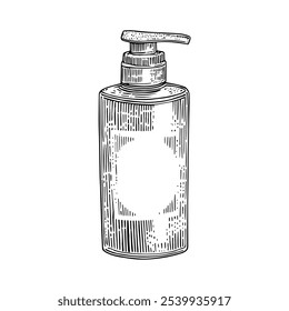 Hand Cream, Hand-Drawn Vector, Graphic Style, Cartoon Illustration, Black and White, Sketch Style, Isolated on White Background