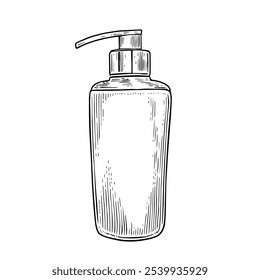 Hand Cream, Hand-Drawn Vector, Graphic Style, Cartoon Illustration, Black and White, Sketch Style, Isolated on White Background