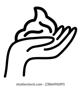 Hand with cream icon. Skin care line icon. Outline signs for skincare products property. Editable Stroke. Vector Illustration 