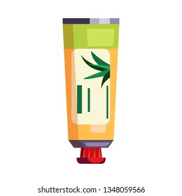 Hand cream illustration. Cosmetics, treatment, natural. Aloe vera product concept. Vector illustration can be used for topics like beauty, spa, self care