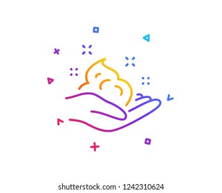 Hand cream line icon. Skin care Gel or lotion sign. Gradient line button. Skin care icon design. Colorful geometric shapes. Vector
