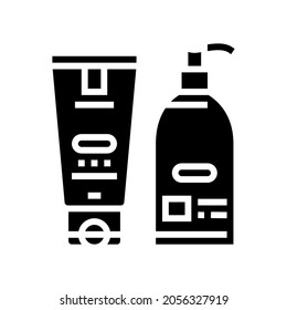 hand cream and lotion packaging glyph icon vector. hand cream and lotion packaging sign. isolated contour symbol black illustration