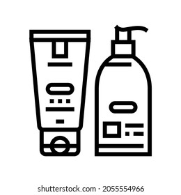 hand cream and lotion packaging line icon vector. hand cream and lotion packaging sign. isolated contour symbol black illustration