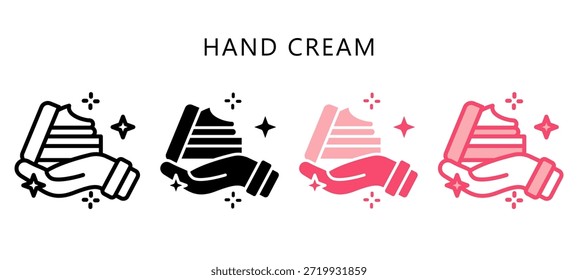 Crema de manos Multi Style Icon. Mini Ilustración Relacionada Con El Cuidado Personal. Uso Para El Concepto Moderno, Ui, Web Ux Y Desarrollo De App.