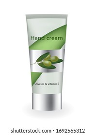 Loción de aceitunas con crema de mano. ilustración vectorial