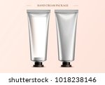 Hand cream package design, blank cosmetic tube mockup template in 3d illustration, one with label and one without