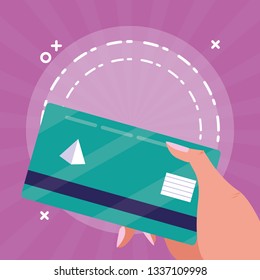 hand with credit card ecommerce icon