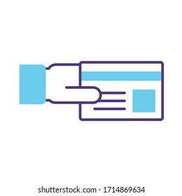 hand with credit card ecommerce icon vector illustration design