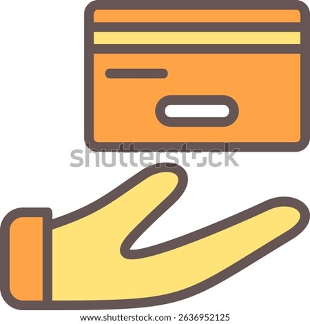 Hand with Credit Card Filled Style Icon Design