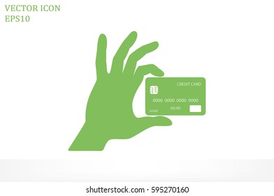 Hand and credit card icon vector.