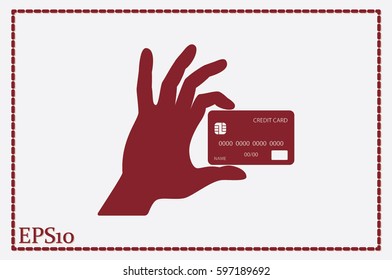 Hand and credit card icon vector