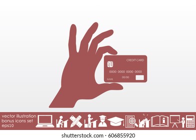 Hand and credit card icon vector